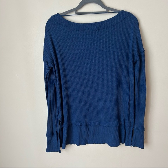 Free People We The Free North Shore Thermal Tunic Blue Sweater Women’s Size XS - Picture 7 of 8